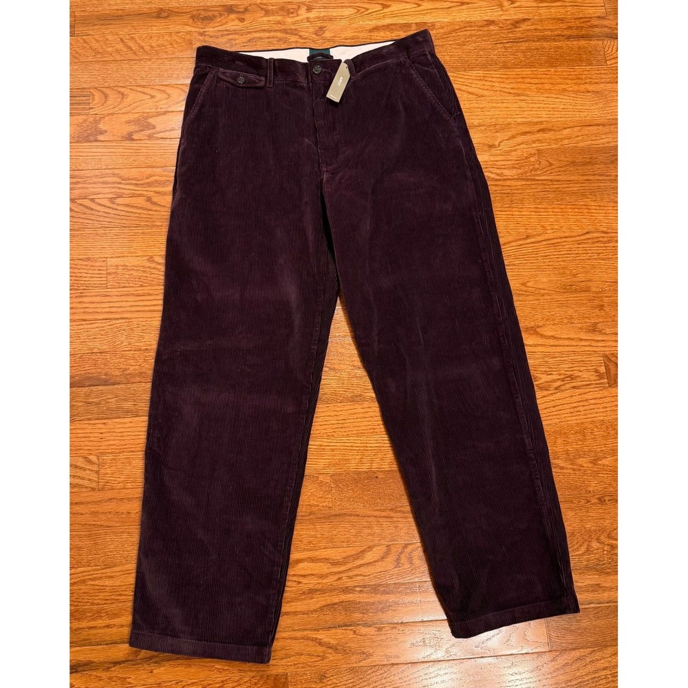 New J.Crew Oarsman‎ Corduroy Pants Mens 35x32 Burgundy Purple Wide Wale Vintage